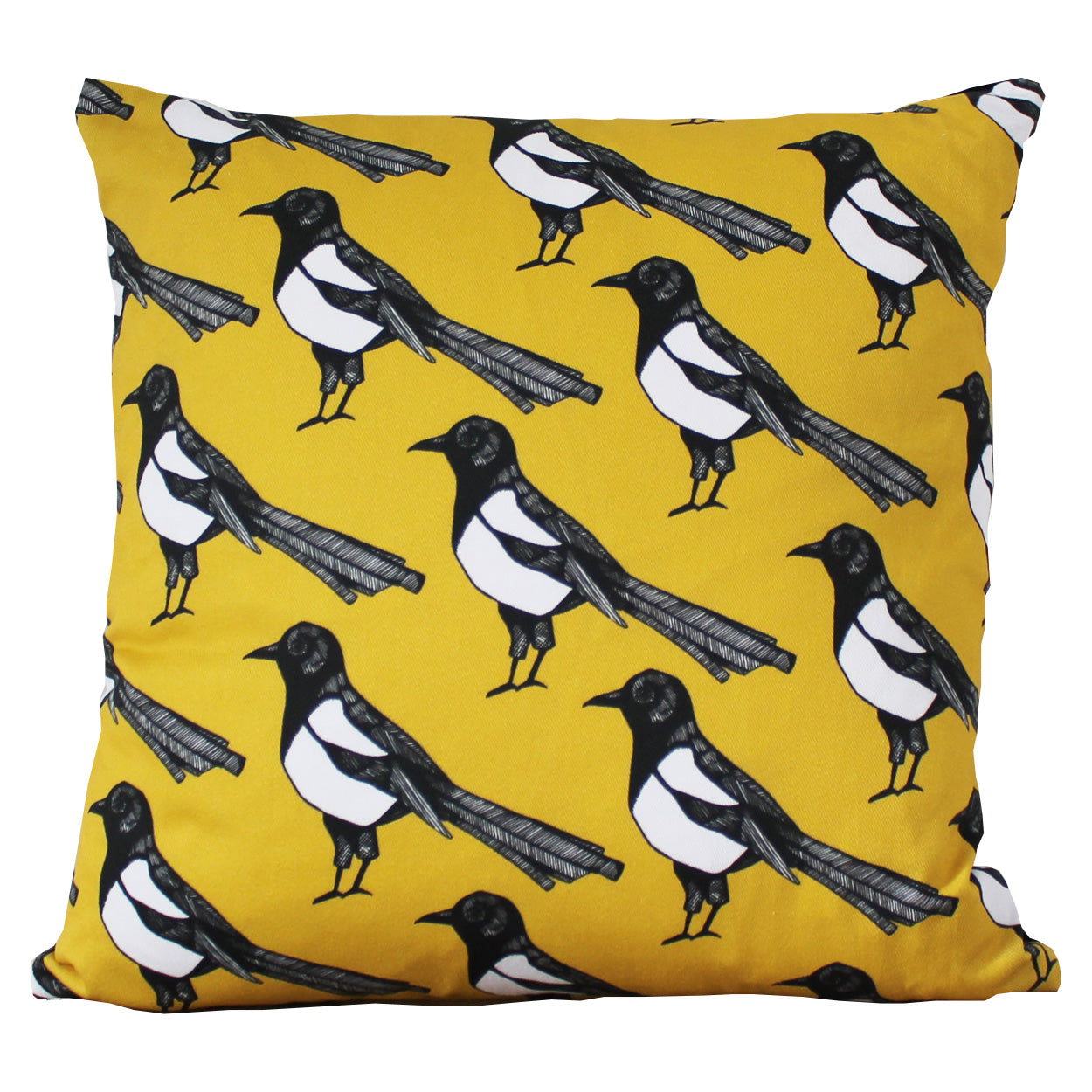 Yellow Magpie Cushion - Martha and Hepsie