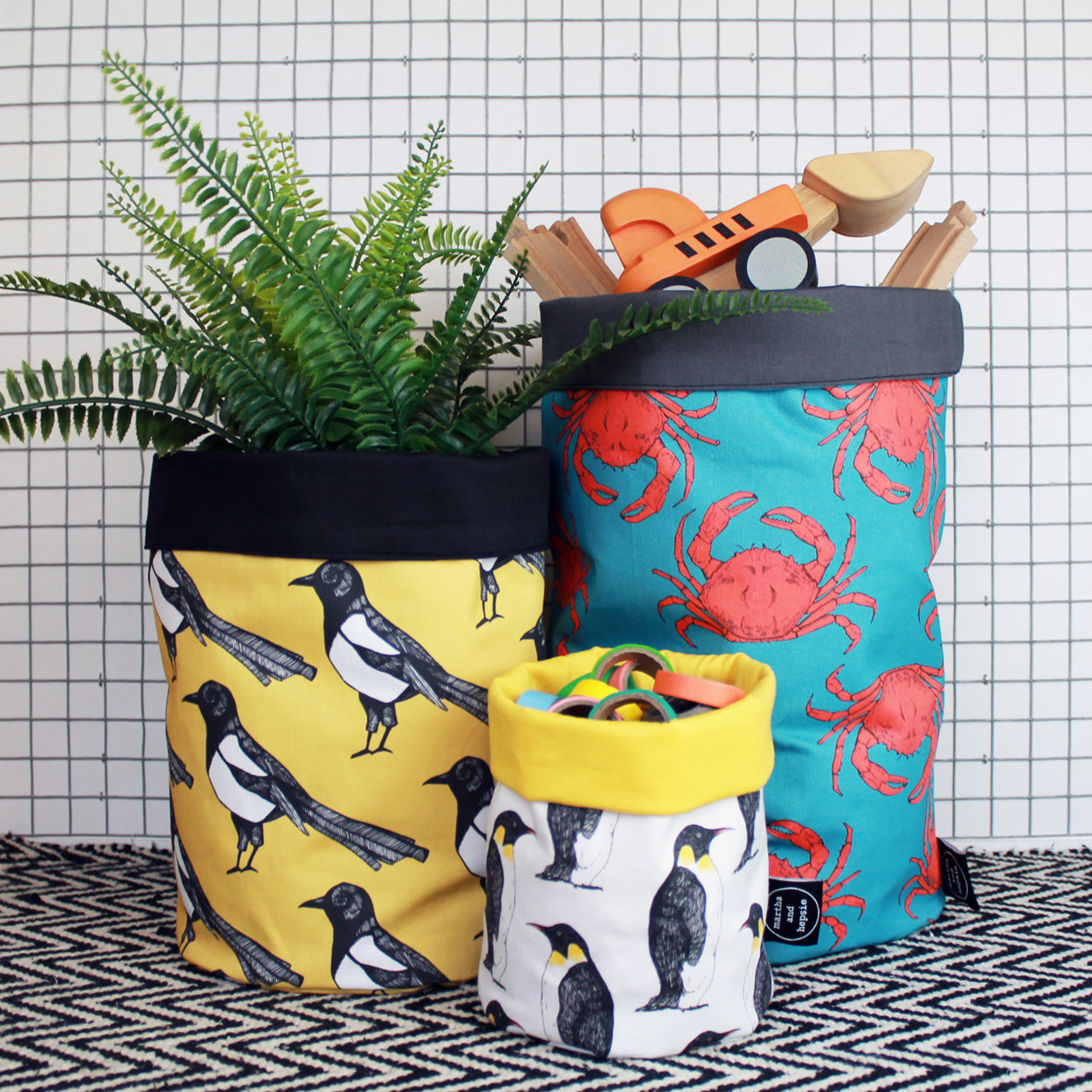 Green Puffin Storage Basket - Martha and Hepsie