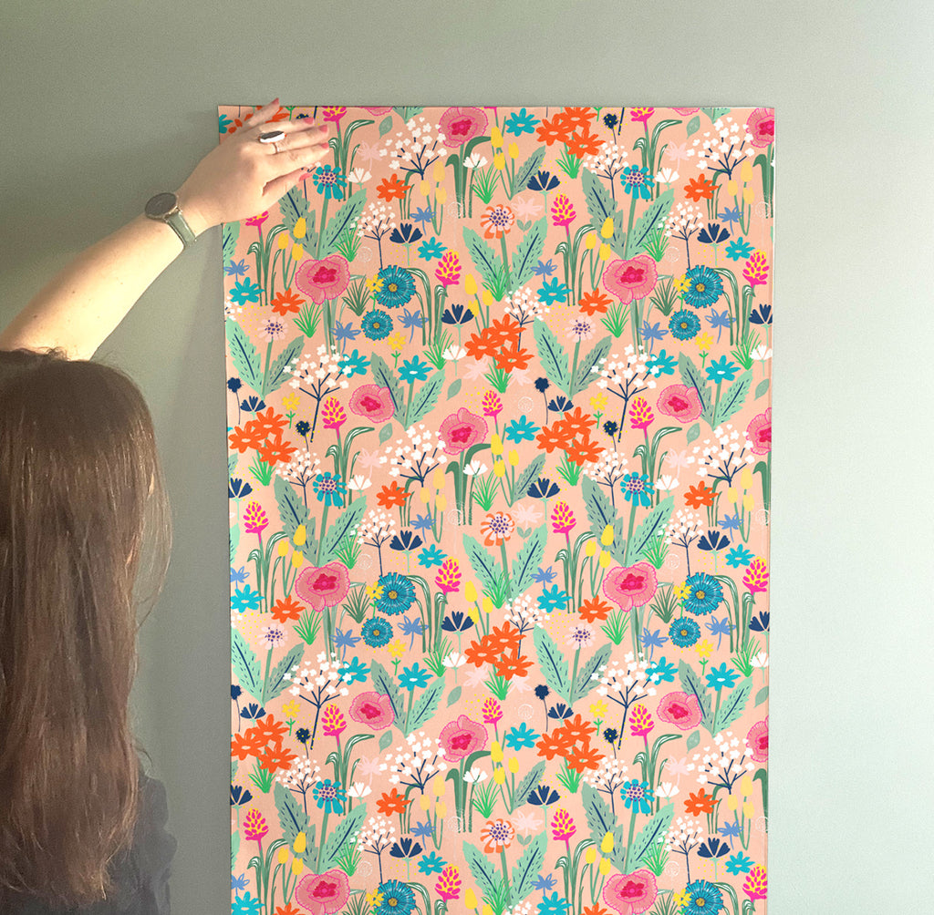Wildflower Wallpaper - Peach - Martha and Hepsie