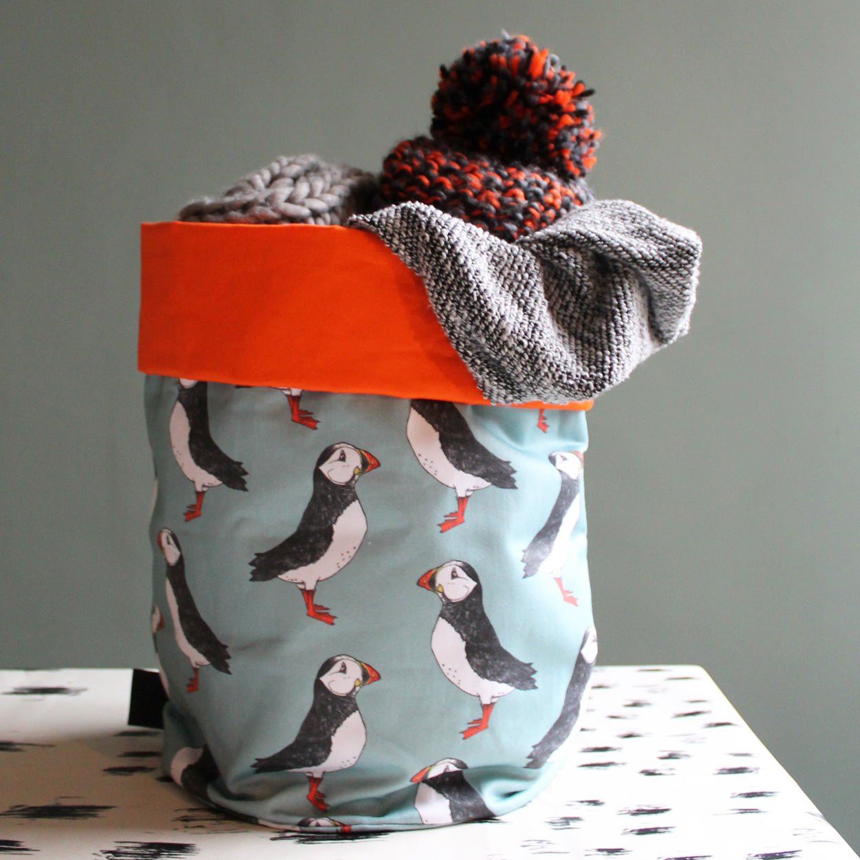 Green Puffin Storage Basket - Martha and Hepsie