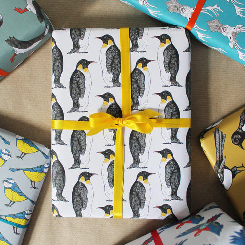 Monochrome Penguin Gift Wrap - Martha and Hepsie