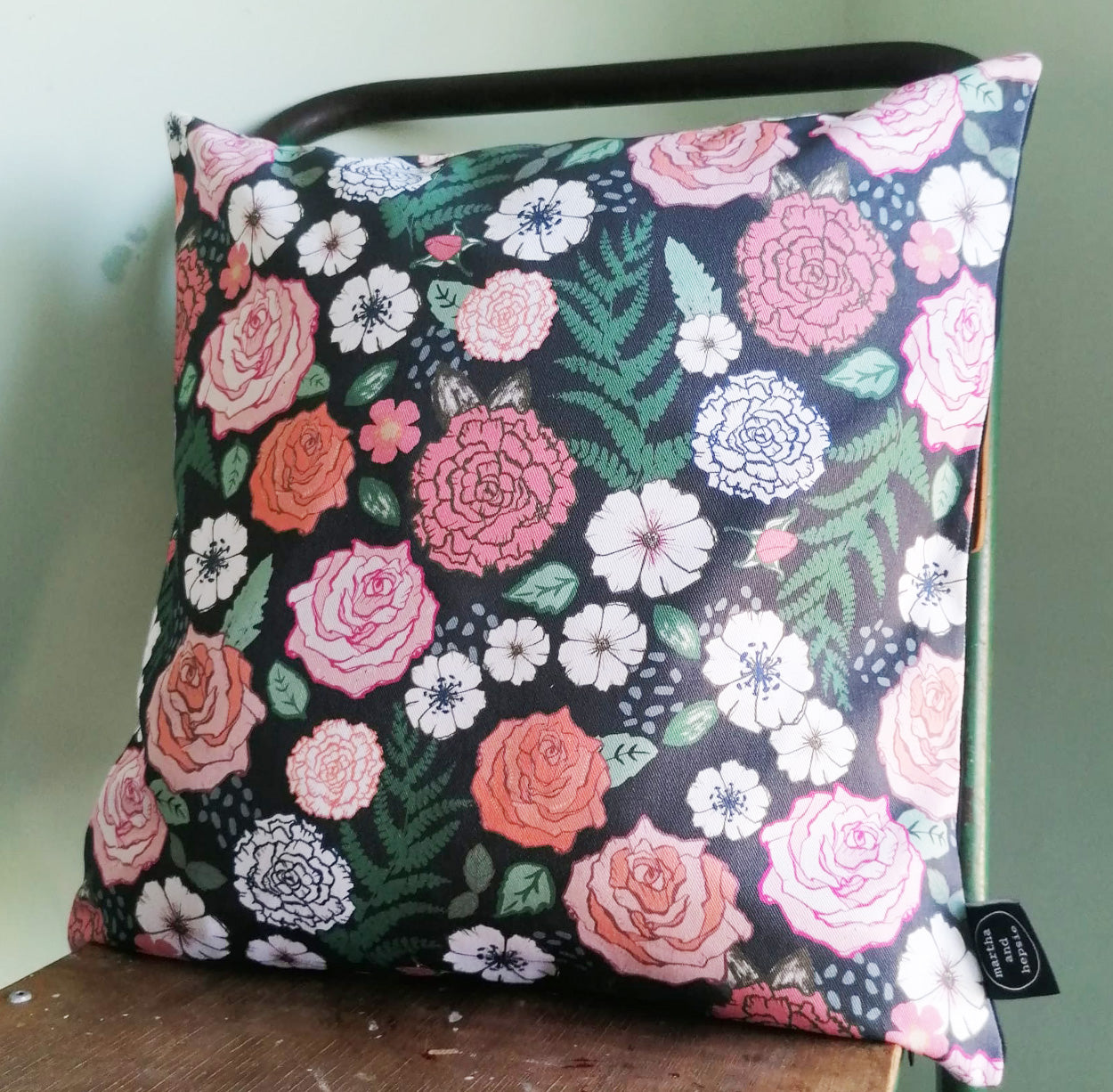 Rose and Fern Cushion - Martha and Hepsie