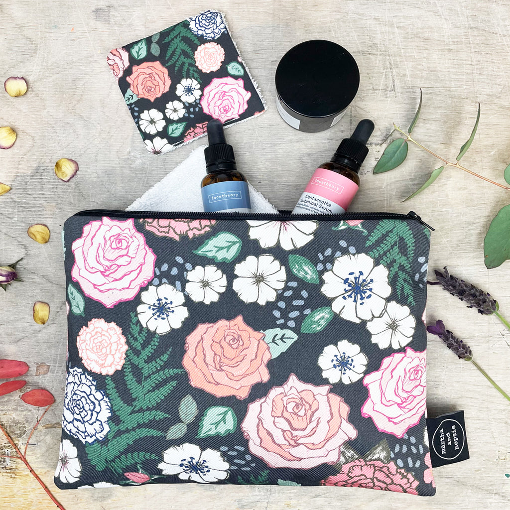 Rose and Fern Wash Bag - Martha and Hepsie