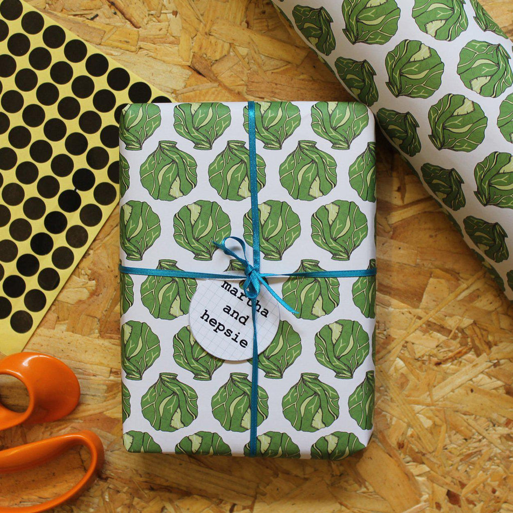 Brussels Sprout Christmas Gift Wrap - Martha and Hepsie