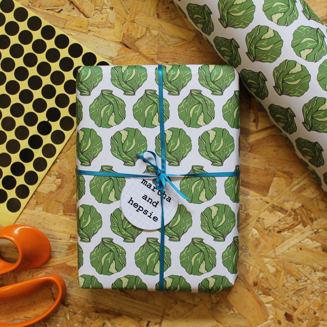 Brussels Sprout Christmas Gift Wrap - Martha and Hepsie