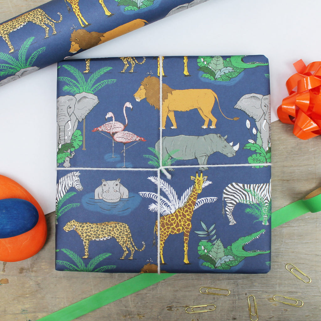 kids safari wrapping paper