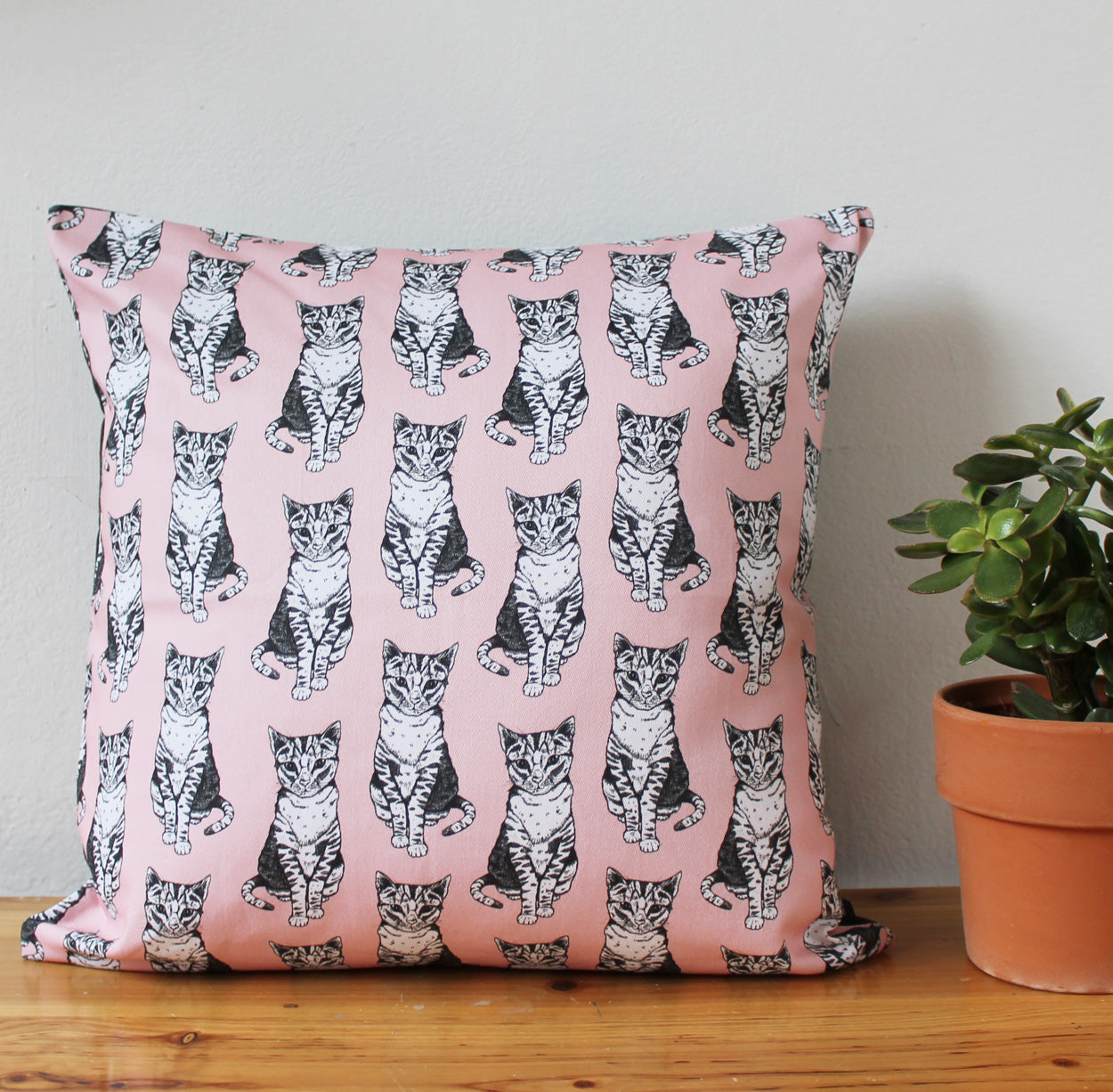 Pink Cat Cushion - Martha and Hepsie