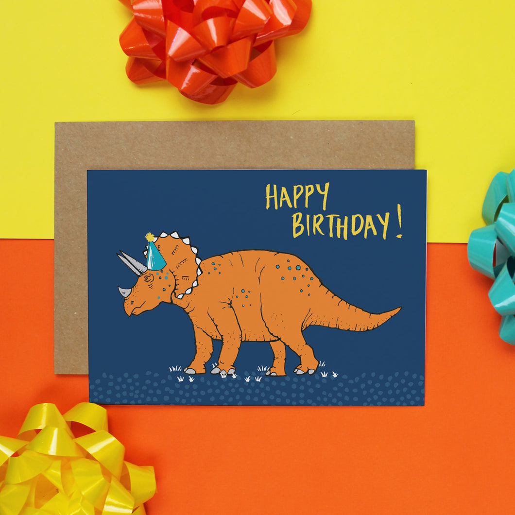 Triceratops Birthday Card