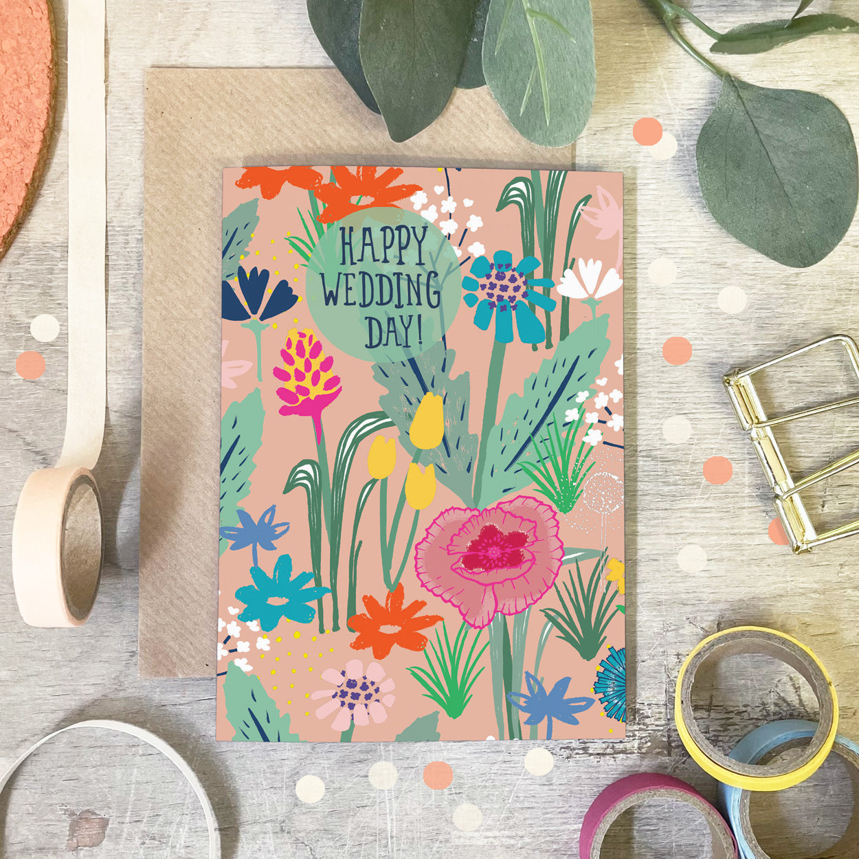 Wildflower Happy Wedding Day Card - Martha and Hepsie