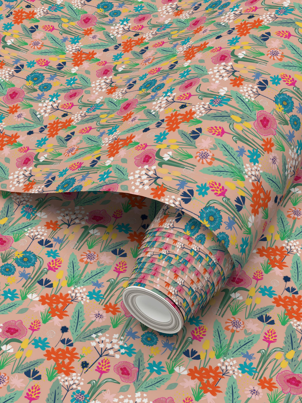 Wildflower Wallpaper - Peach - Martha and Hepsie