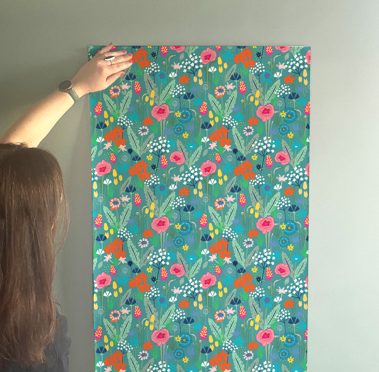 Wildflower Wallpaper - Blue - Martha and Hepsie