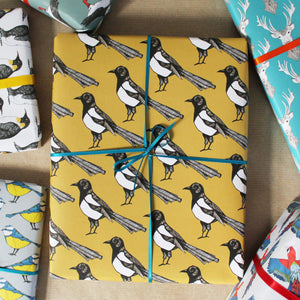 Yellow Magpie Bird Gift Wrap - Martha and Hepsie