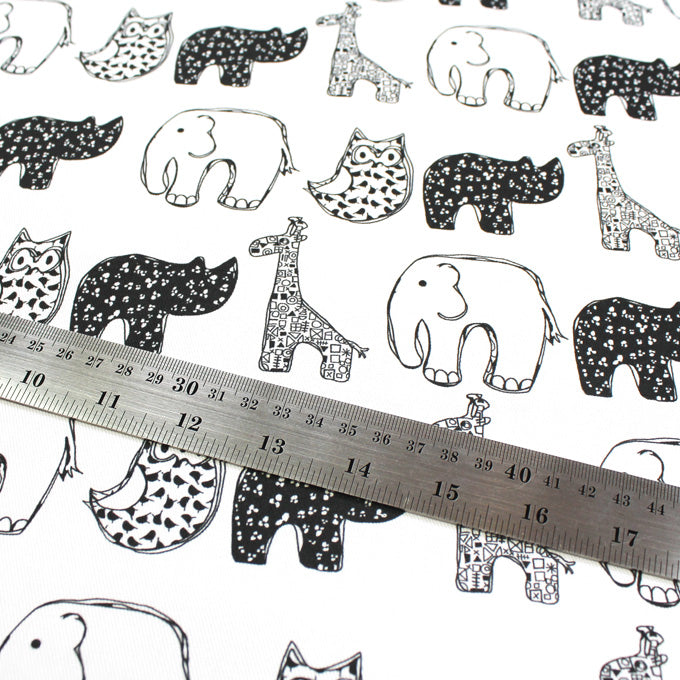 Monochrome Animal Nursery Fabric - Martha and Hepsie