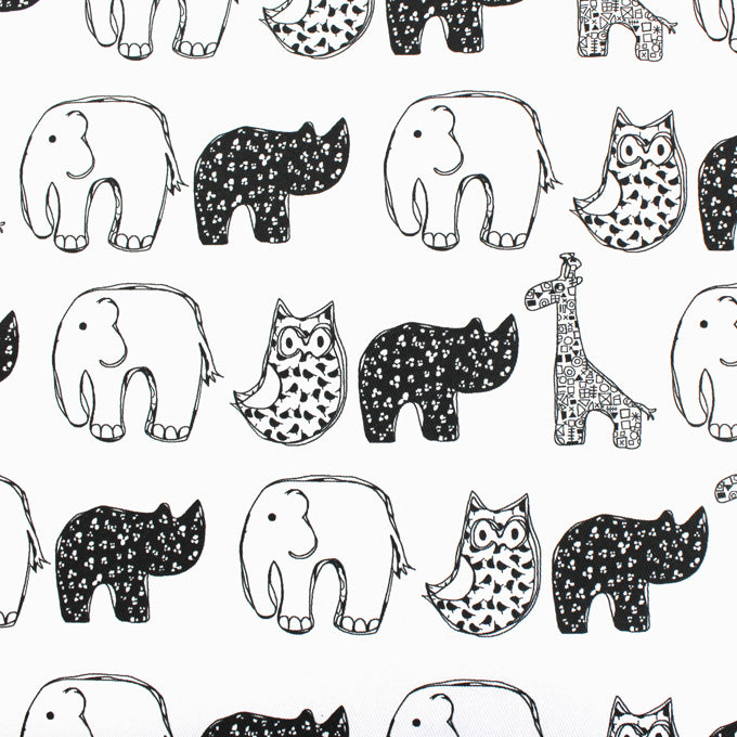 Monochrome Animal Nursery Fabric - Martha and Hepsie