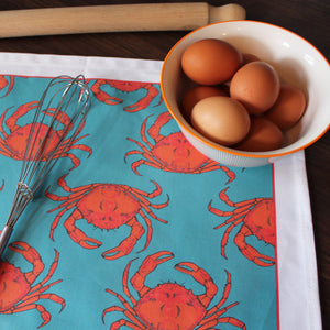 Turquoise Crab Tea Towel - Martha and Hepsie