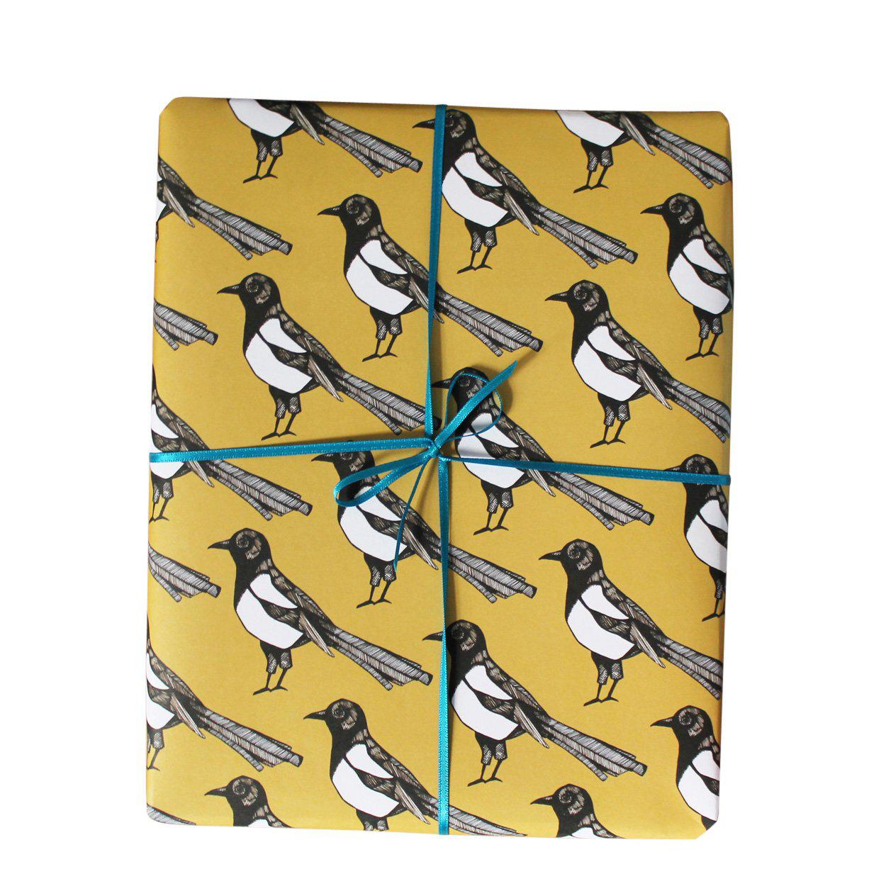 Yellow Magpie Bird Gift Wrap - Martha and Hepsie