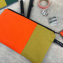 Load image into Gallery viewer, Colour Block Pencil Case - Orange/Yellow
