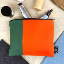 Load image into Gallery viewer, Colour Block Wash Bag - Green/Orange
