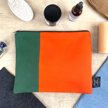 Load image into Gallery viewer, Colour Block Wash Bag - Green/Orange
