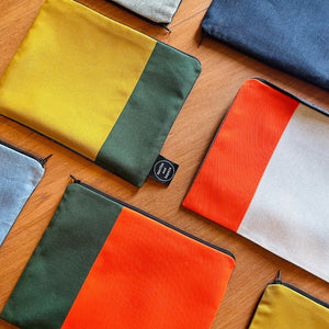 Colour Block Wash Bag - Green/Orange