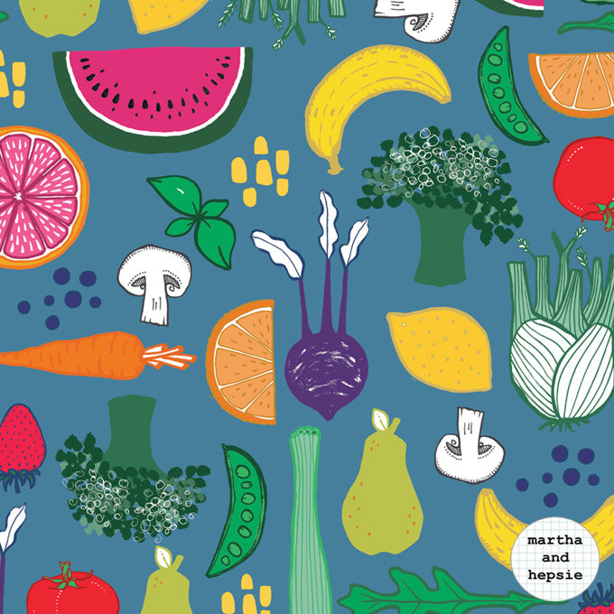 Fruit & Veg Fabric - Martha and Hepsie