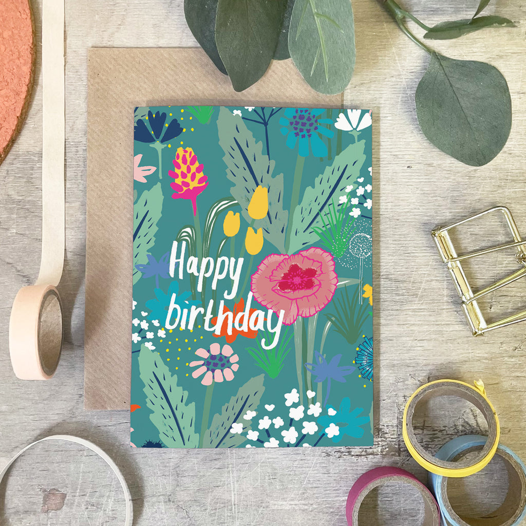 Wildflower Hedgerow Birthday Card - Martha and Hepsie