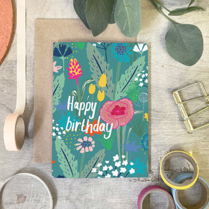Wildflower Hedgerow Birthday Card