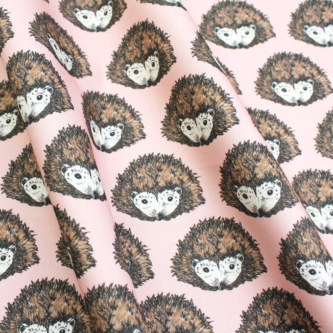 Pink Hedgehog Fabric - Martha and Hepsie