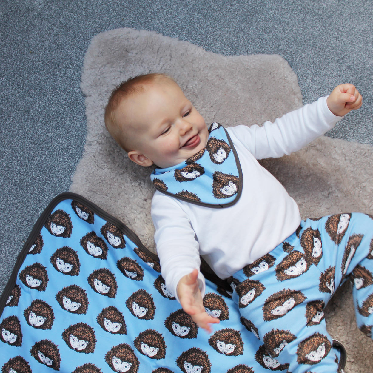 Blue Hedgehog New Baby Gift Set - Martha and Hepsie