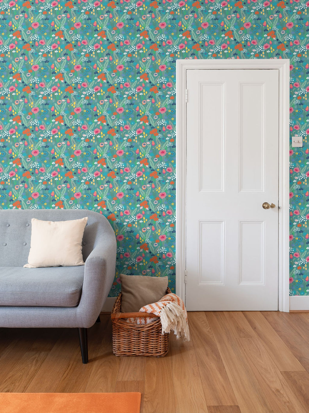 Wildflower Wallpaper - Blue - Martha and Hepsie